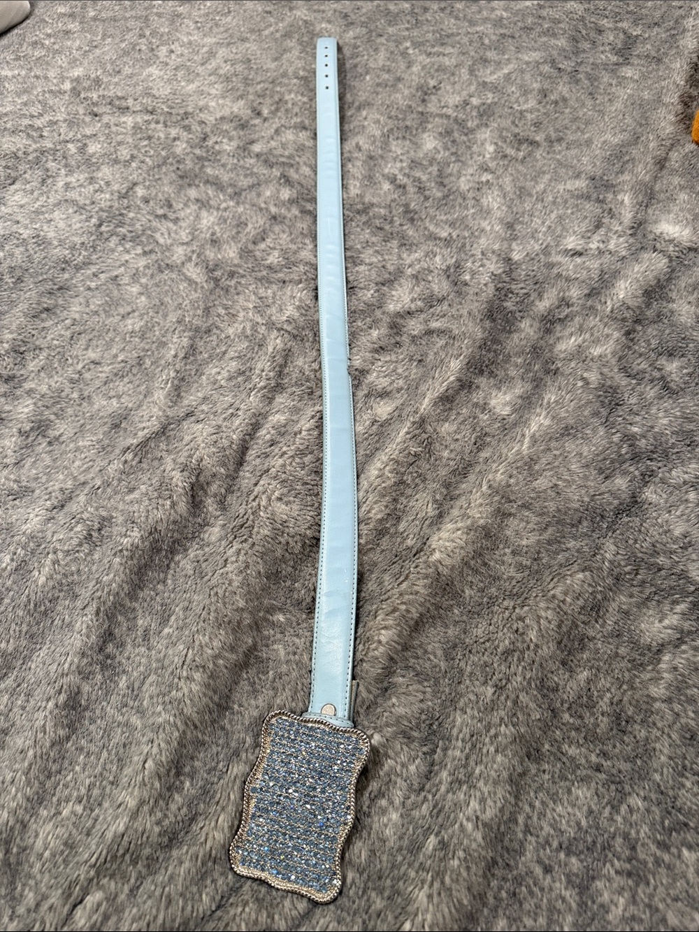Light Blue Crystal Pendant Leather Belt - Women Accessories